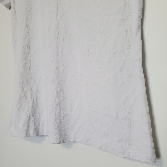 J. MClaughlin White Pattern Short Sleeve Tee Shirt - Picture 2 of 8